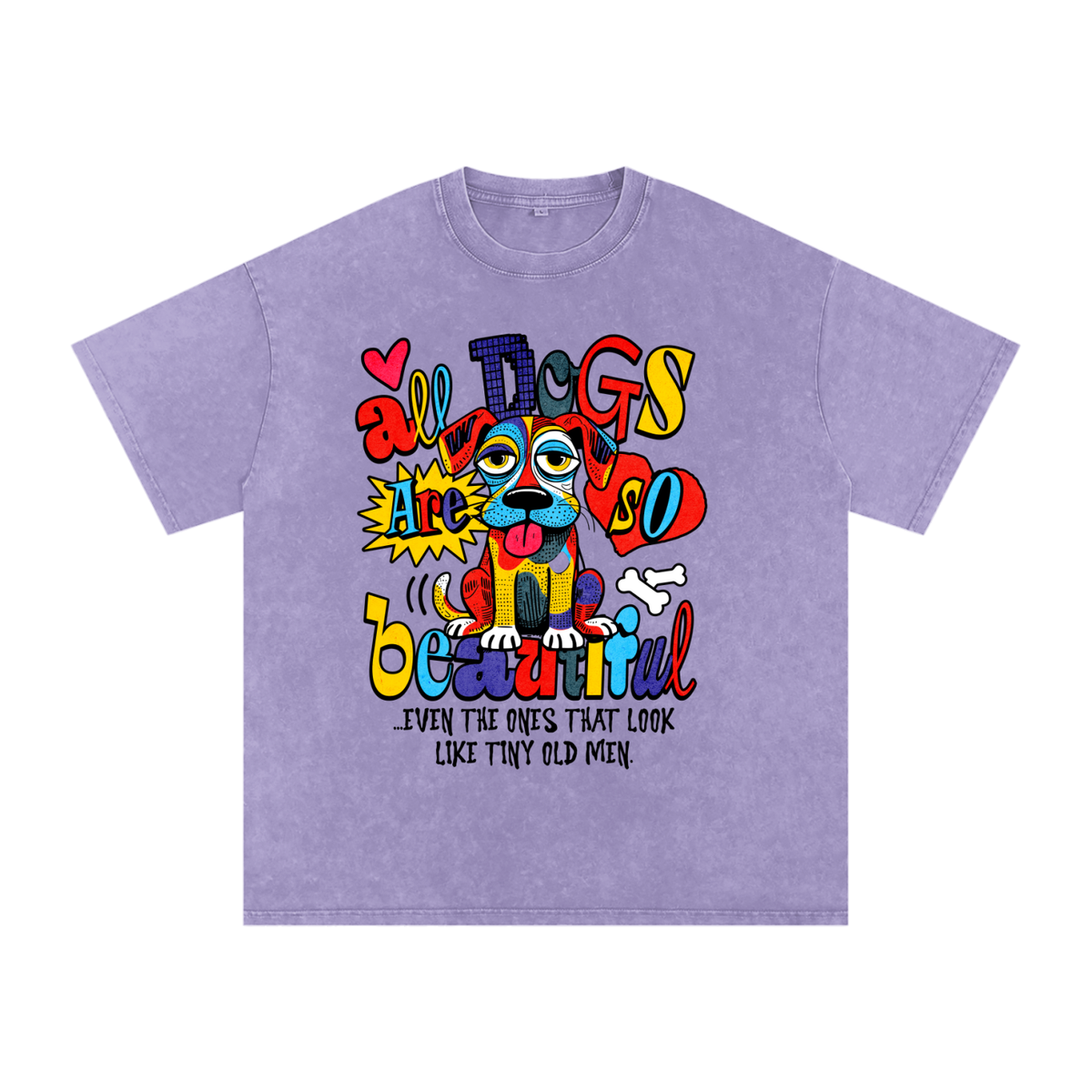Dog / Snow Washed Oversized Cotton T-Shirt