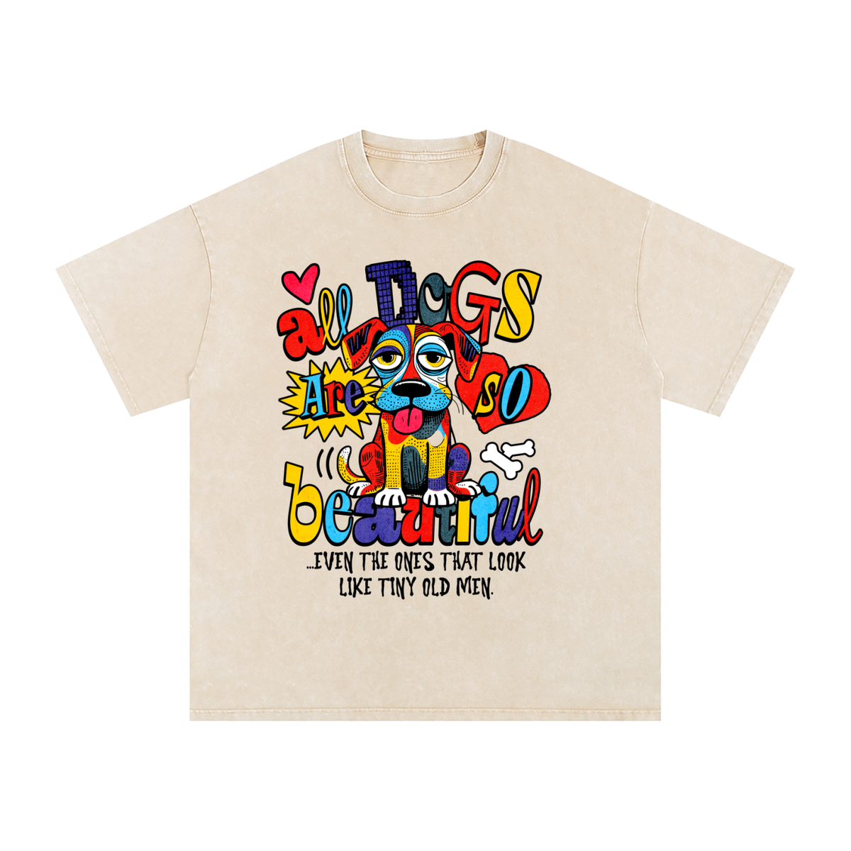 Dog / Snow Washed Oversized Cotton T-Shirt